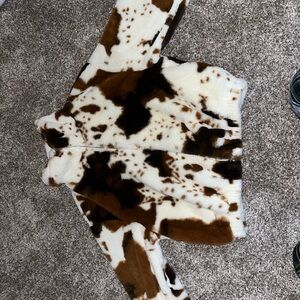 Cow print furry coat